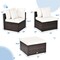 4-Piece White Cushion PE Rattan Outdoor Sectional Sofa Set Modular Wicker Patio Furniture with Ottoman